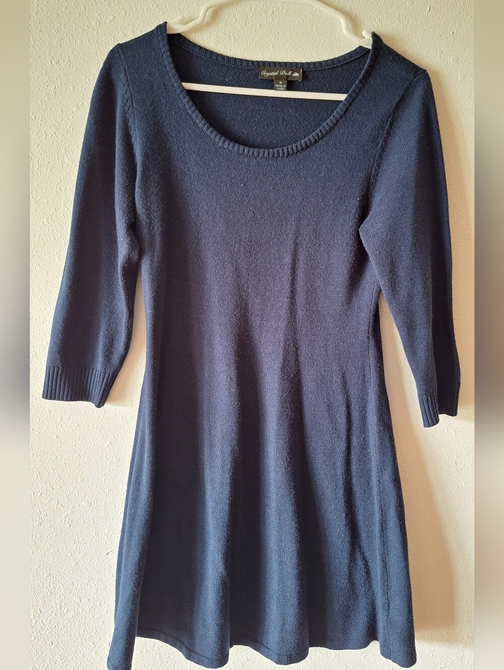 Navy Scoop Neck Knit Dress Sweater